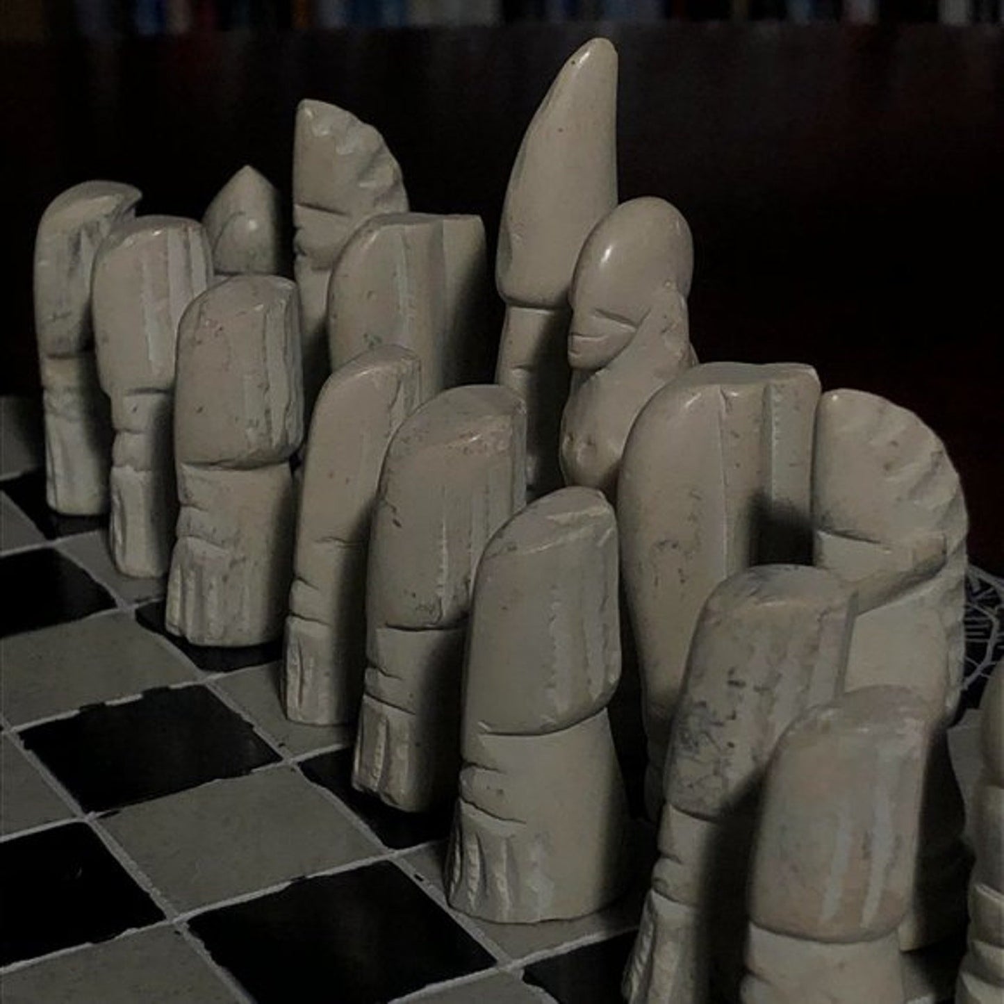 African Vintage Chess Set - White Chess Board