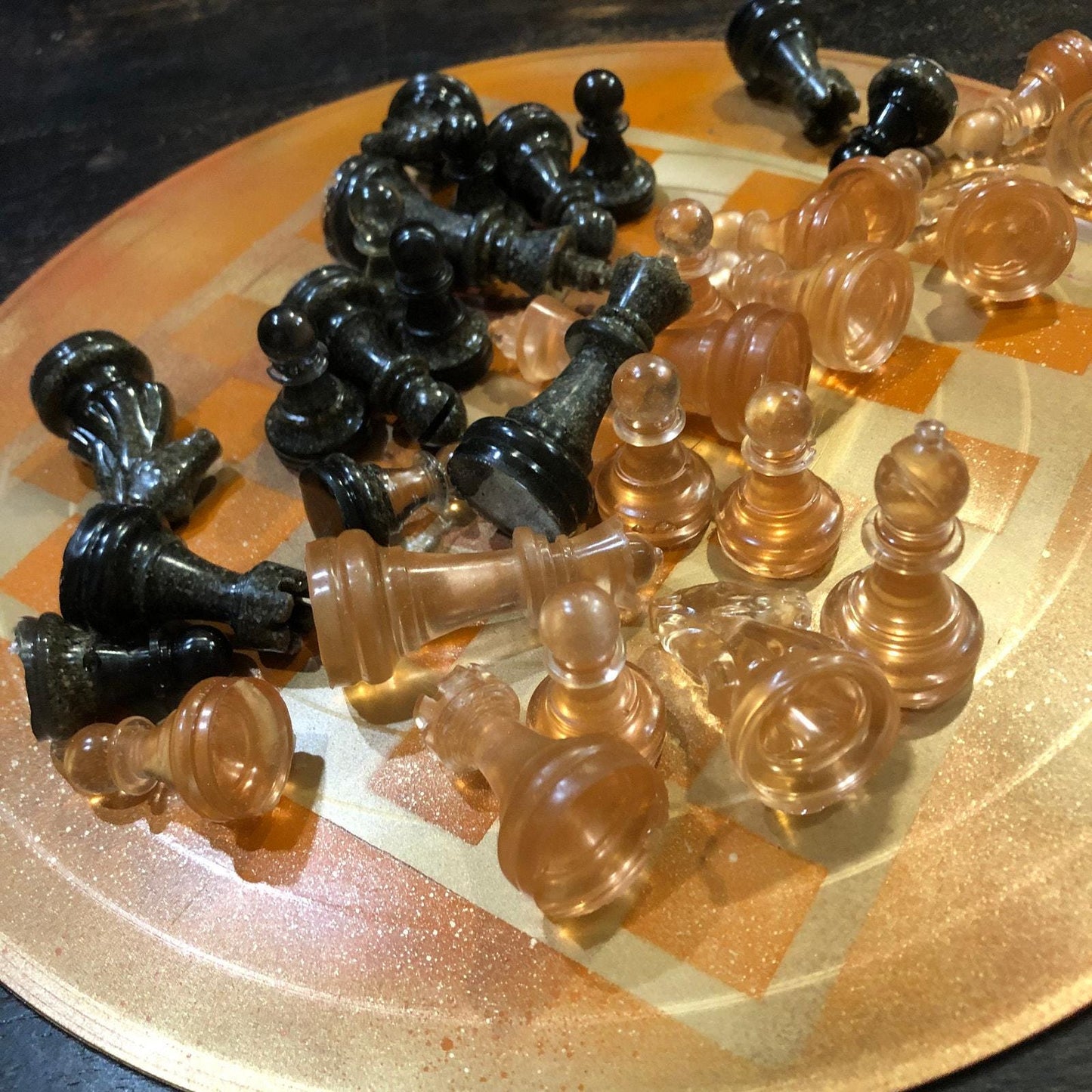 Vinyl Chess Set - Golden Orange (Resin Pieces)