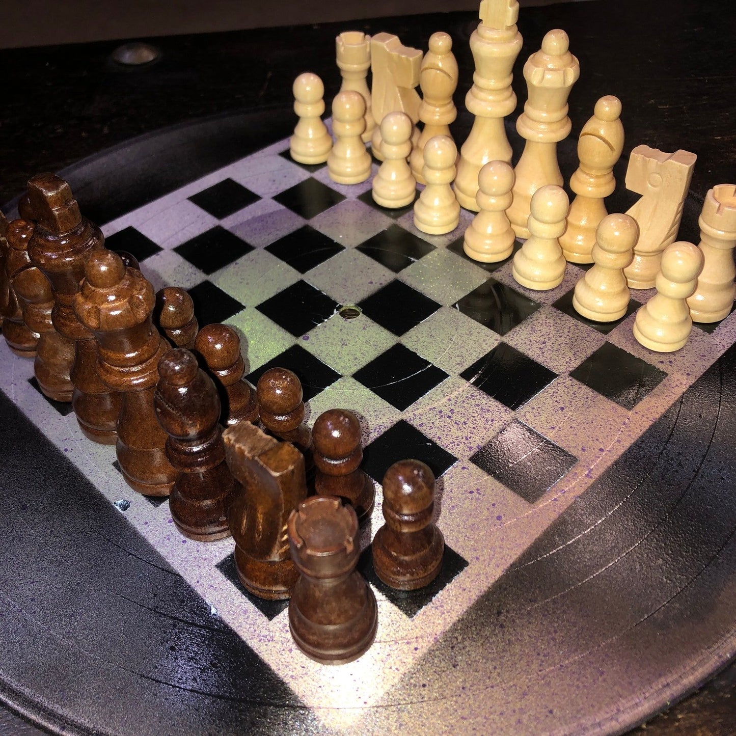 Vinyl Chess Set - Spotted Chrome & Black