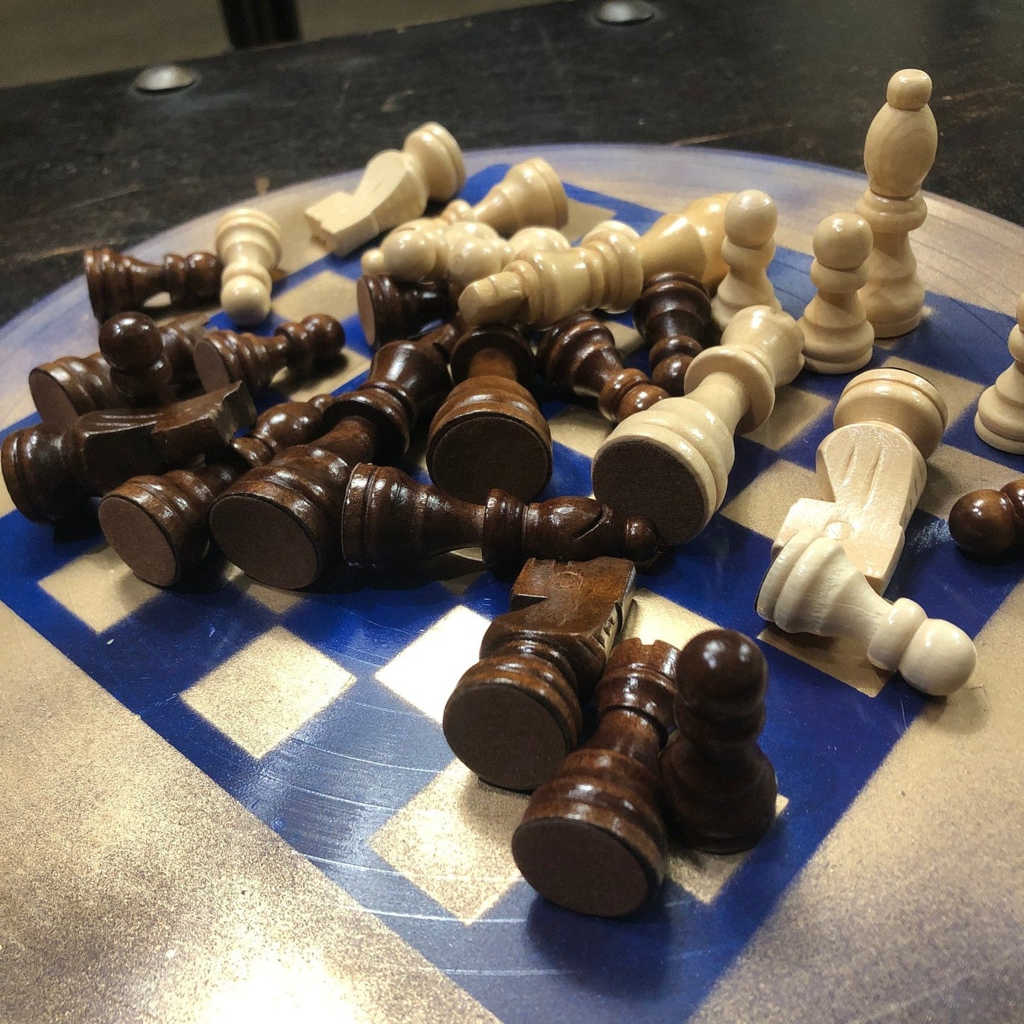 Vinyl Chess Set - Blue & Gold