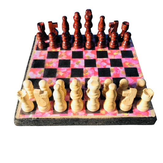 Scrapbook Chess Set - Pink Flowered