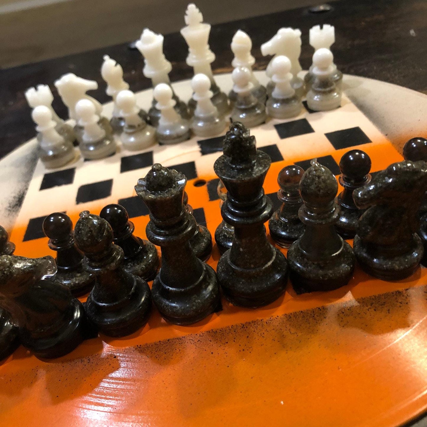 Vinyl Chess Set - Orange Cream (Resin Pieces)