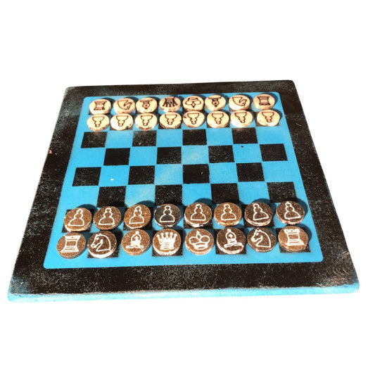 Chess Set - Blue & Black (Resin Pieces)