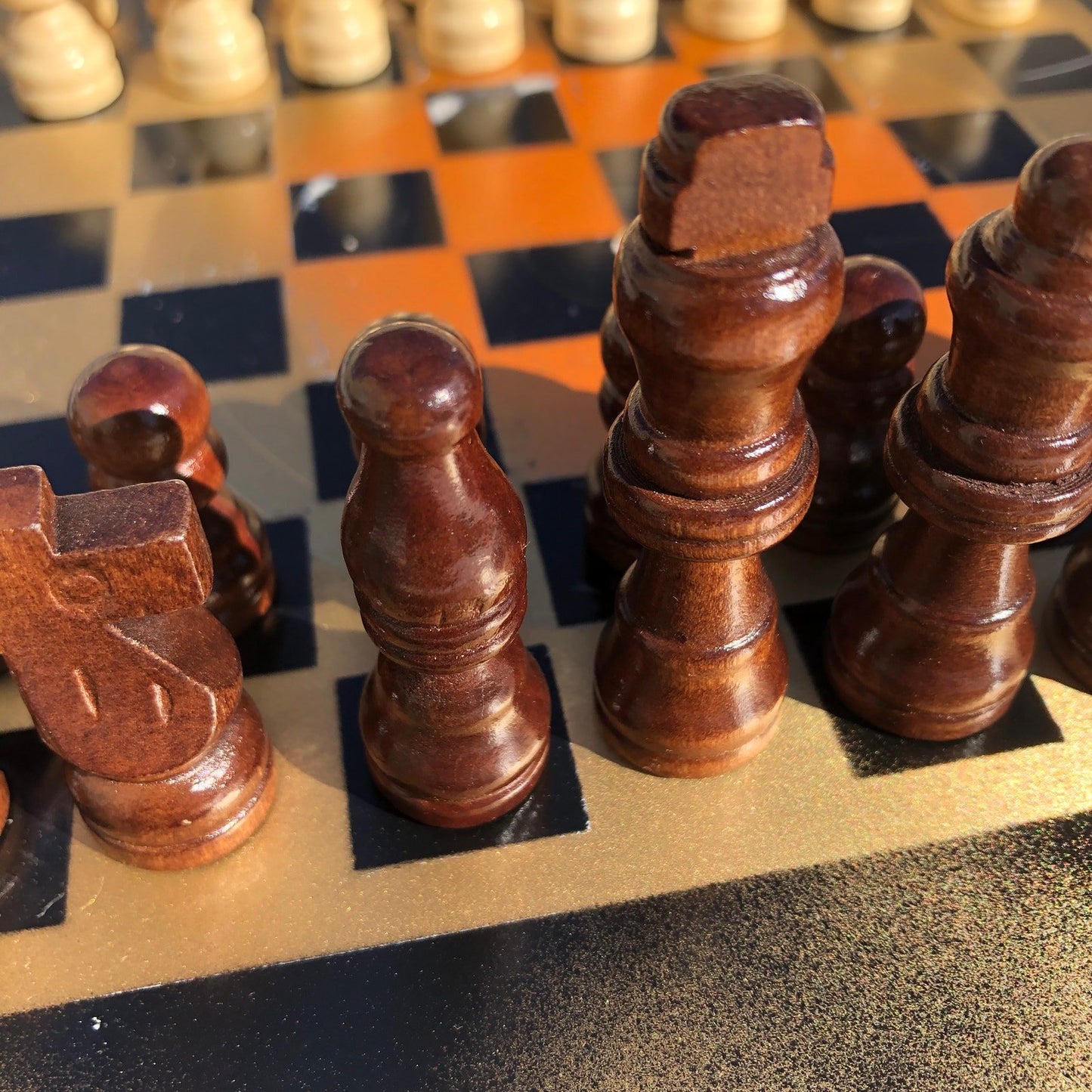 Vinyl Chess Set - Golden Orange