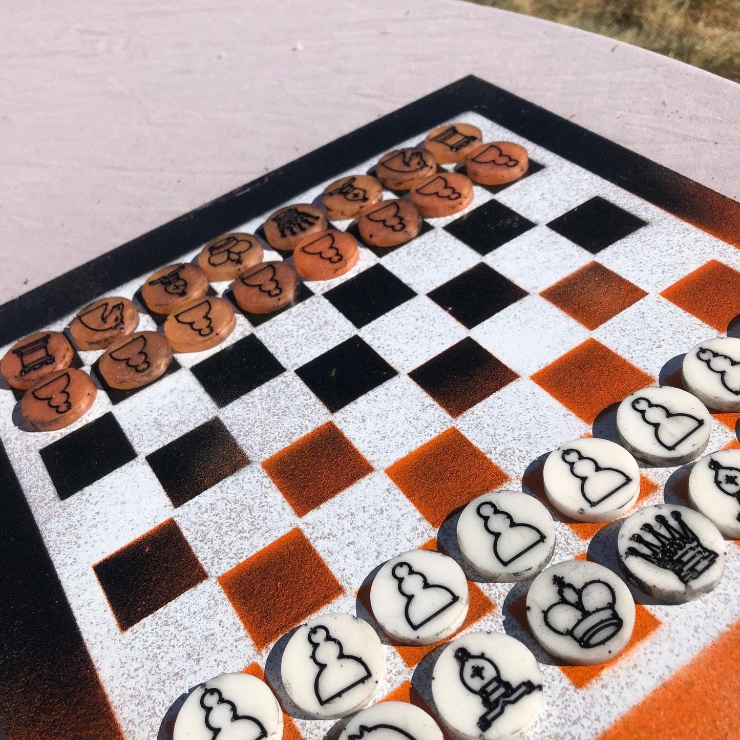 Chess Set - Orange & White