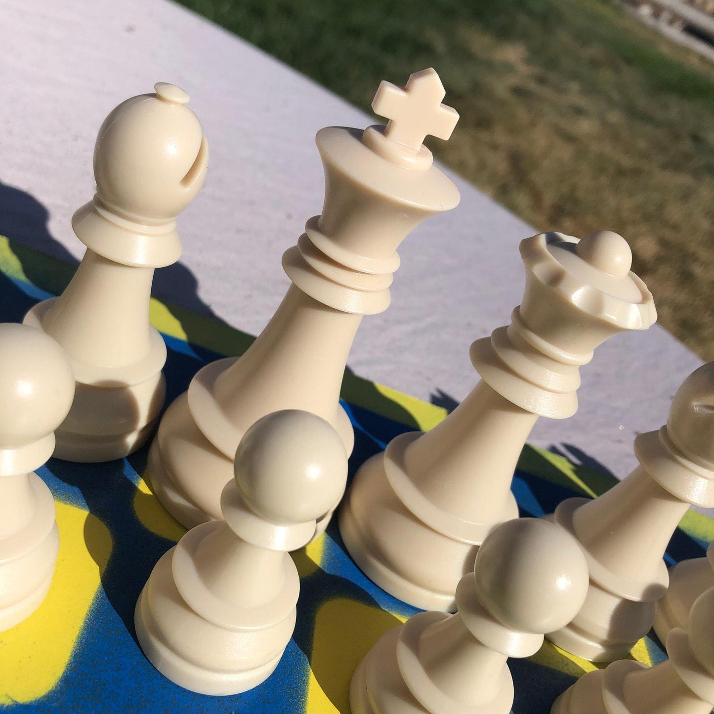 Large Chess Set - Blue & Yellow Pop