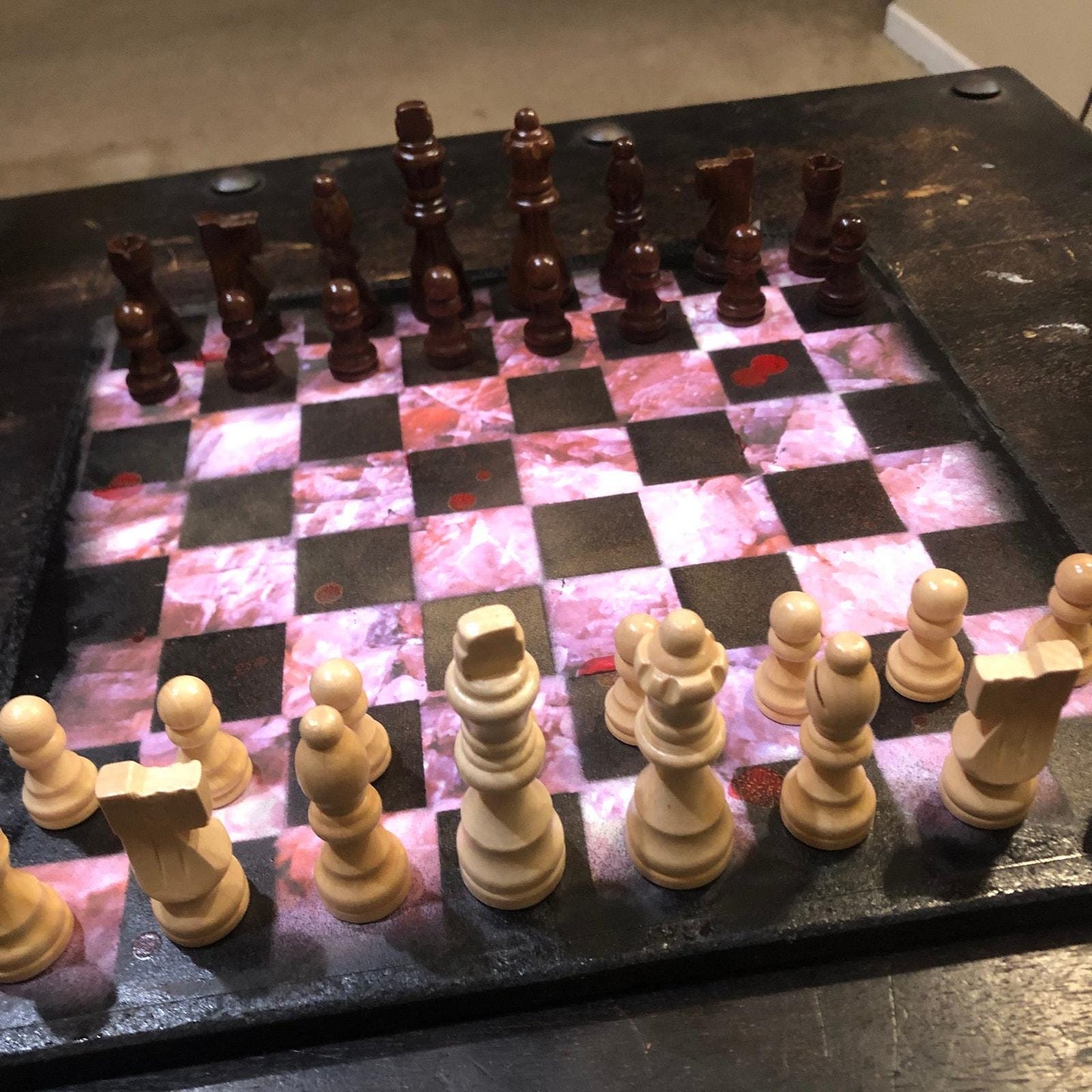 Scrapbook Chess Set - Pink Crystal Pattern