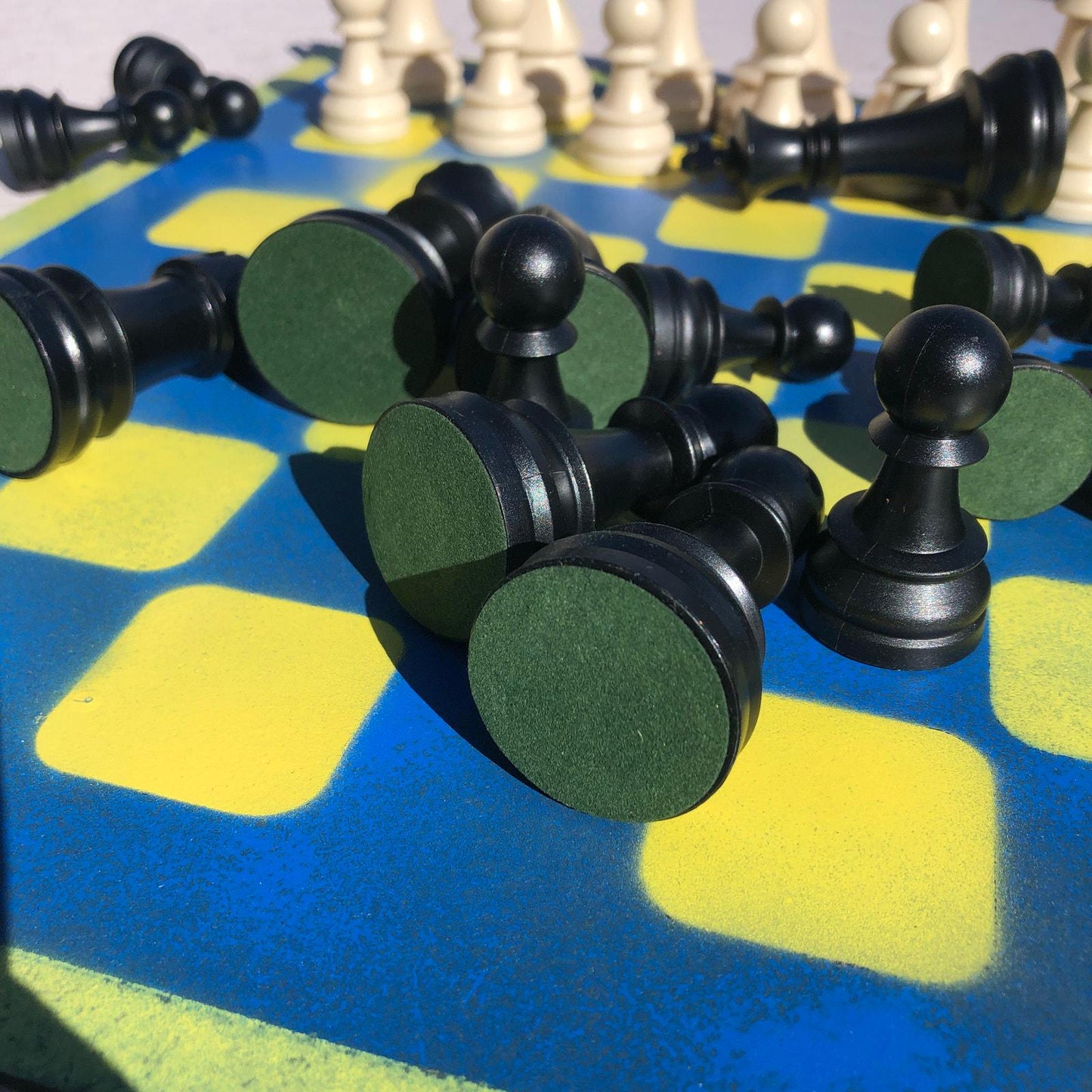 Large Chess Set - Blue & Yellow Pop