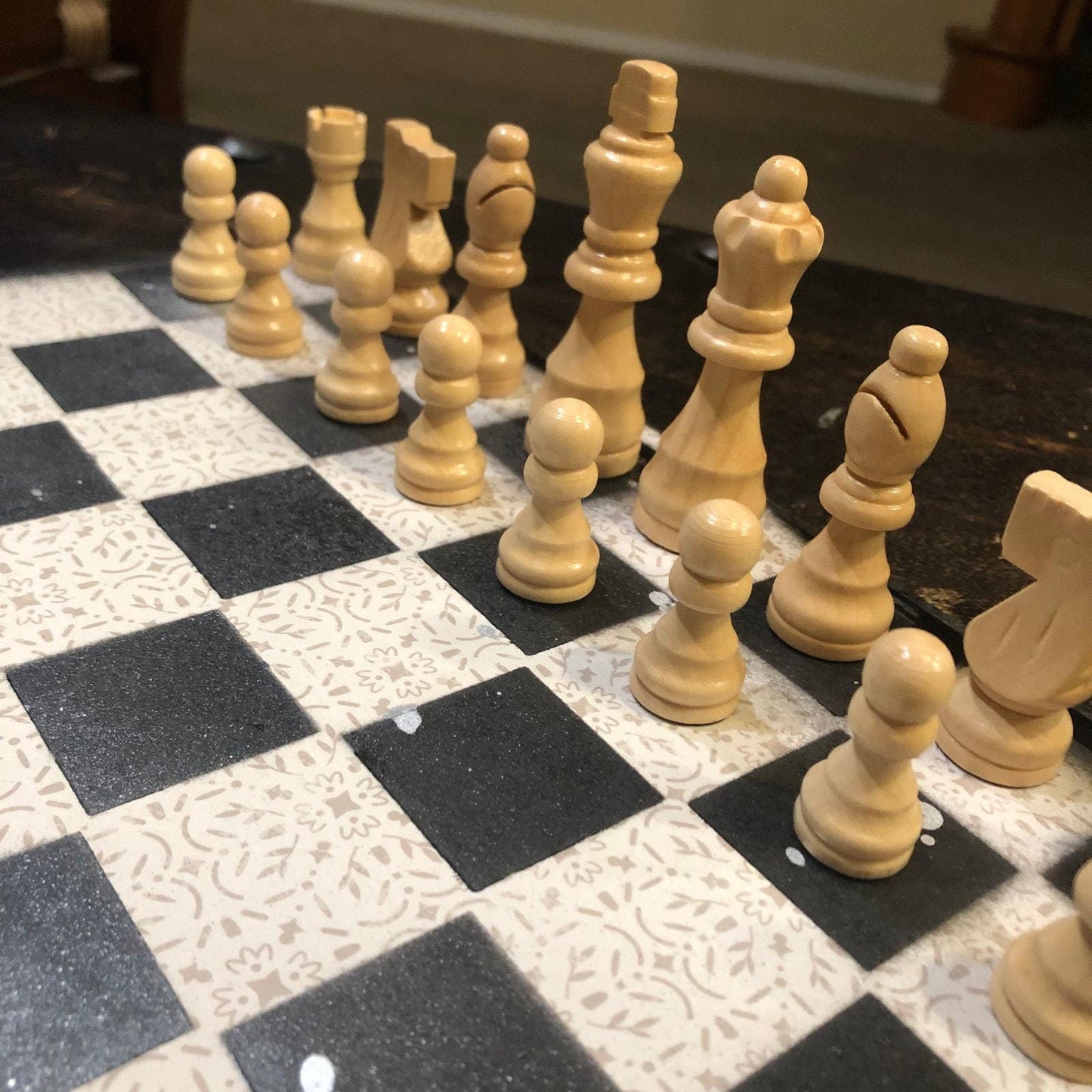 Scrapbook Chess Set - Cream & Black