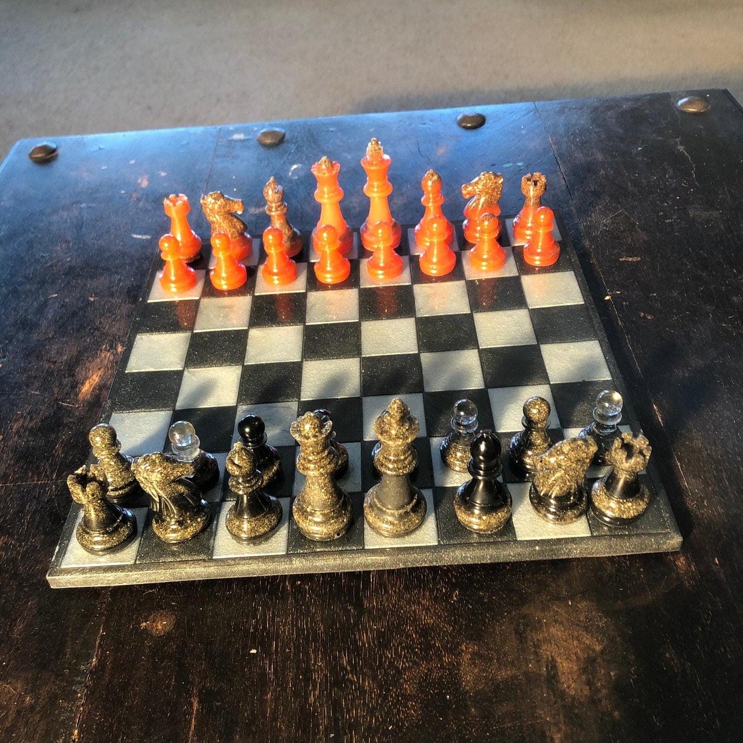 Handmade Resin Chess Set - Black & Red Supreme