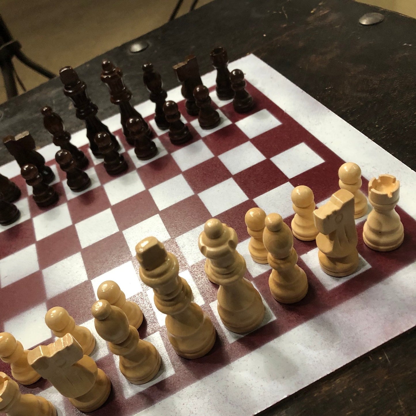 Painted Chess Set - Dark & Red