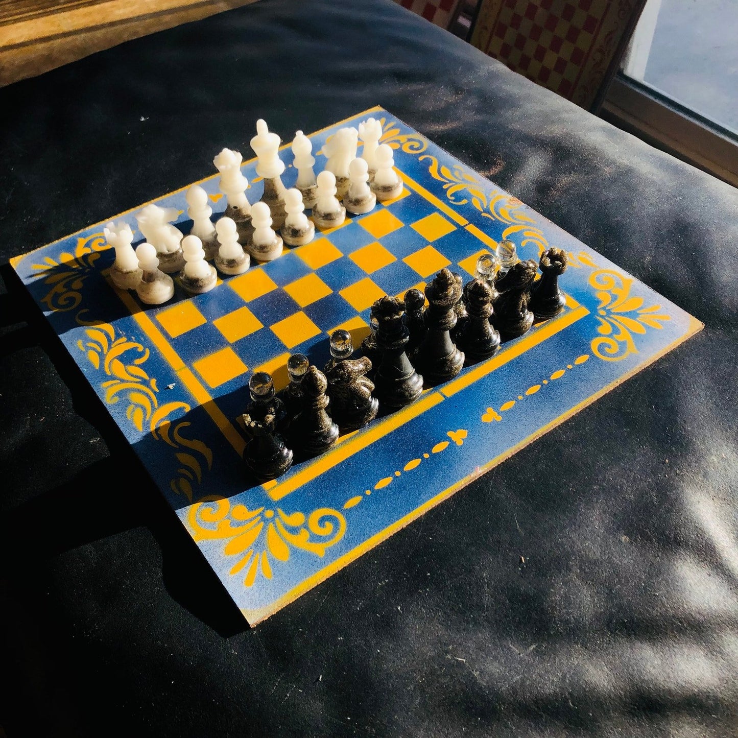 Chess Set - Blue & Yellow Royal