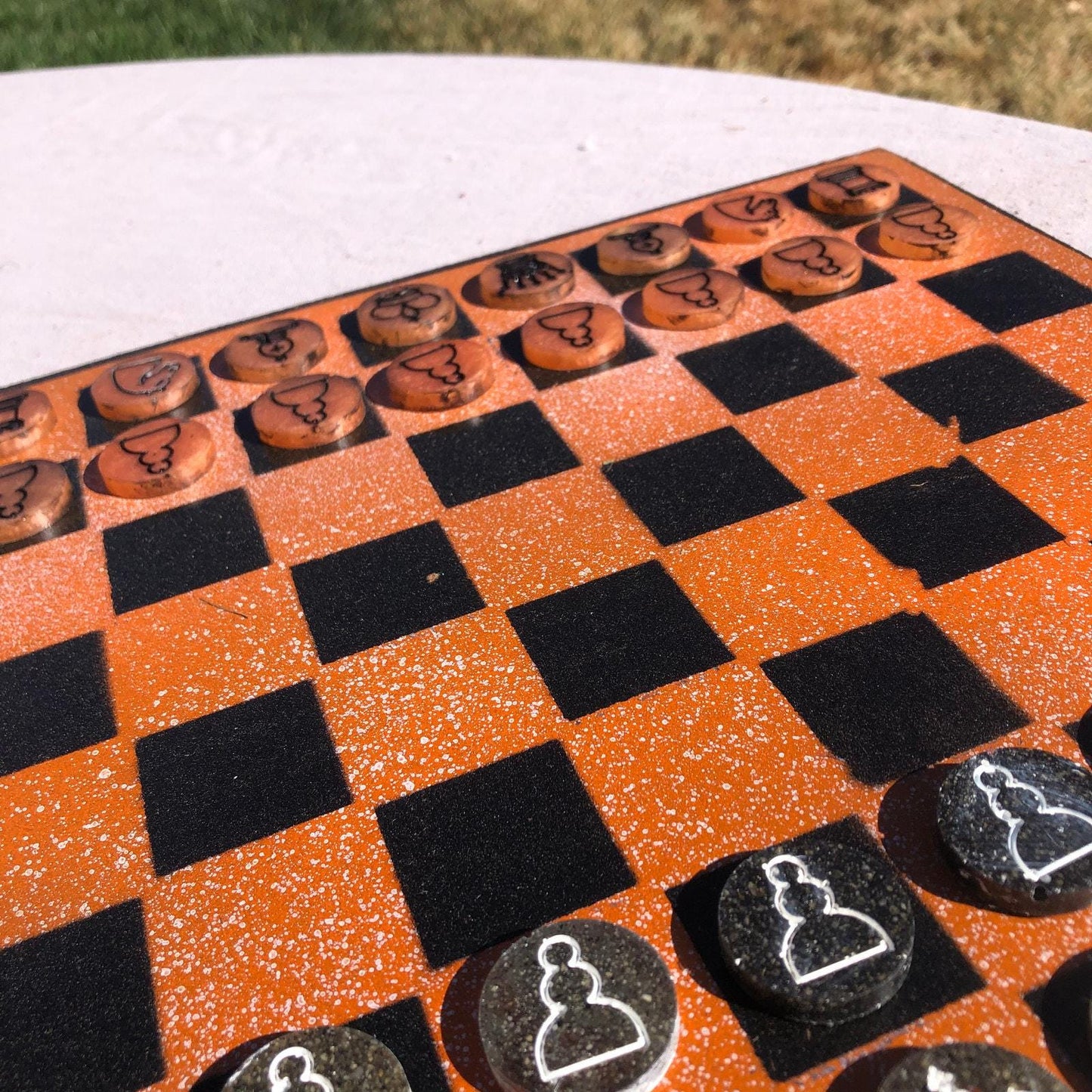 Chess Set - Speckled Orange/Black