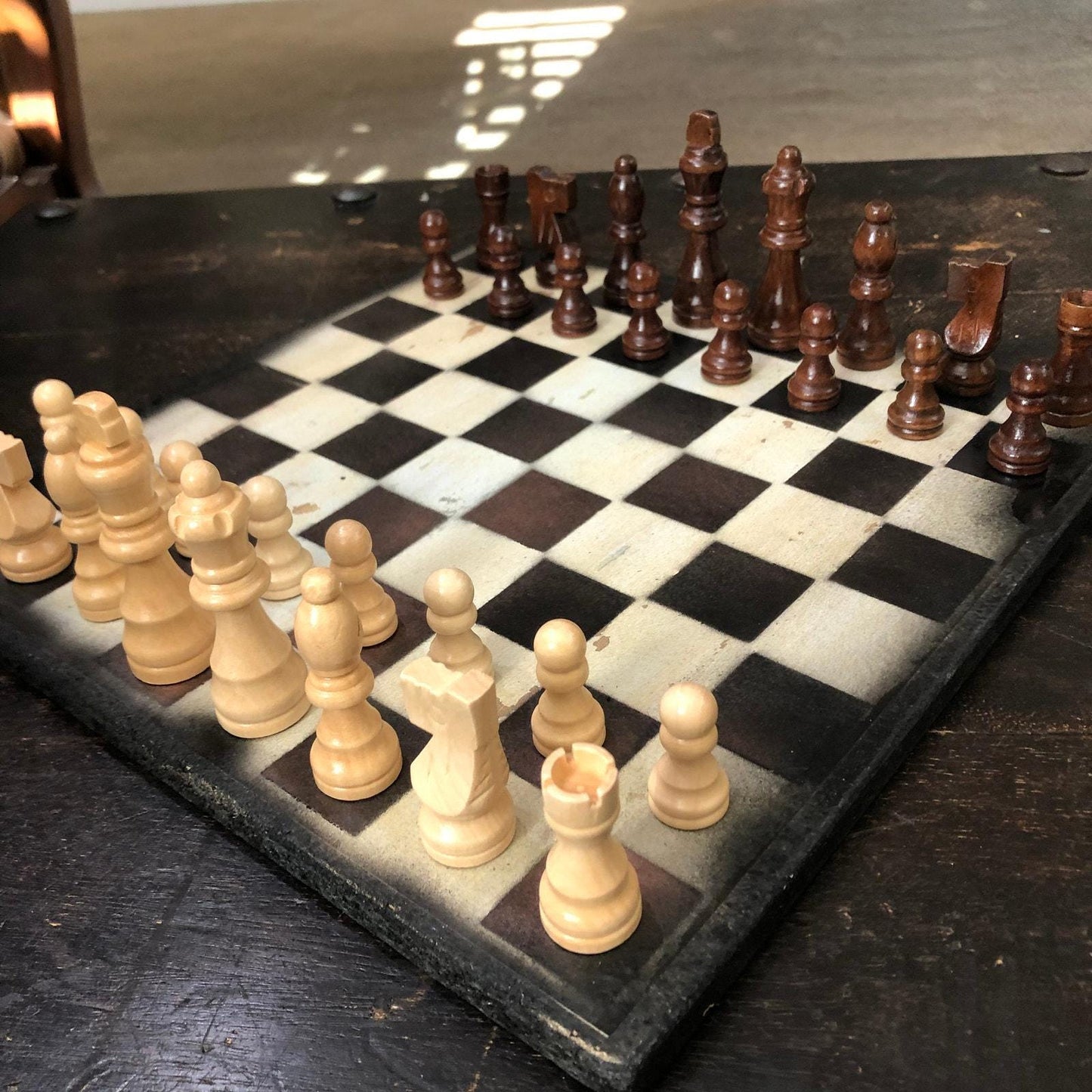 Scrapbook Chess Set - Bronze & White