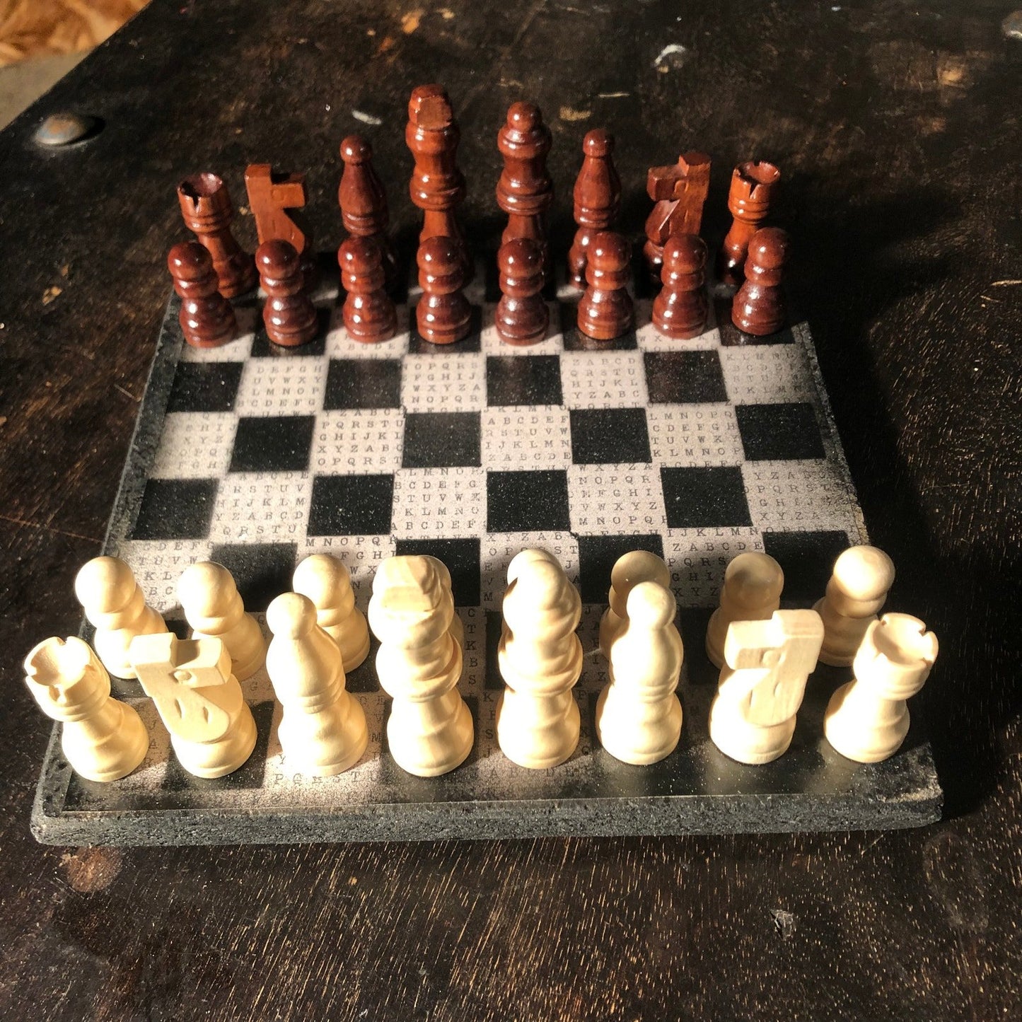 Scrapbook Chess Set - Black letters