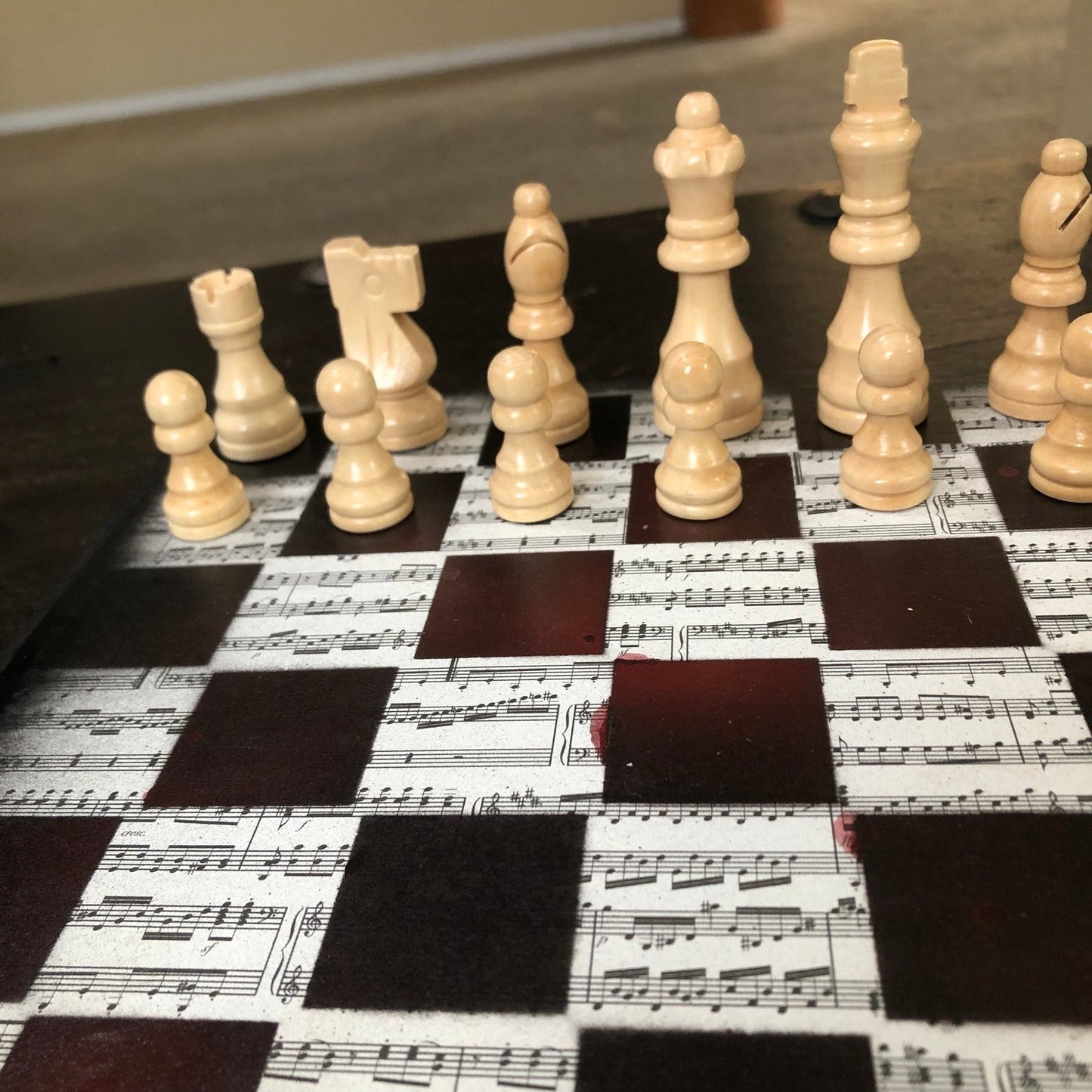 Scrapbook Chess Set - Red Tint Music Notes