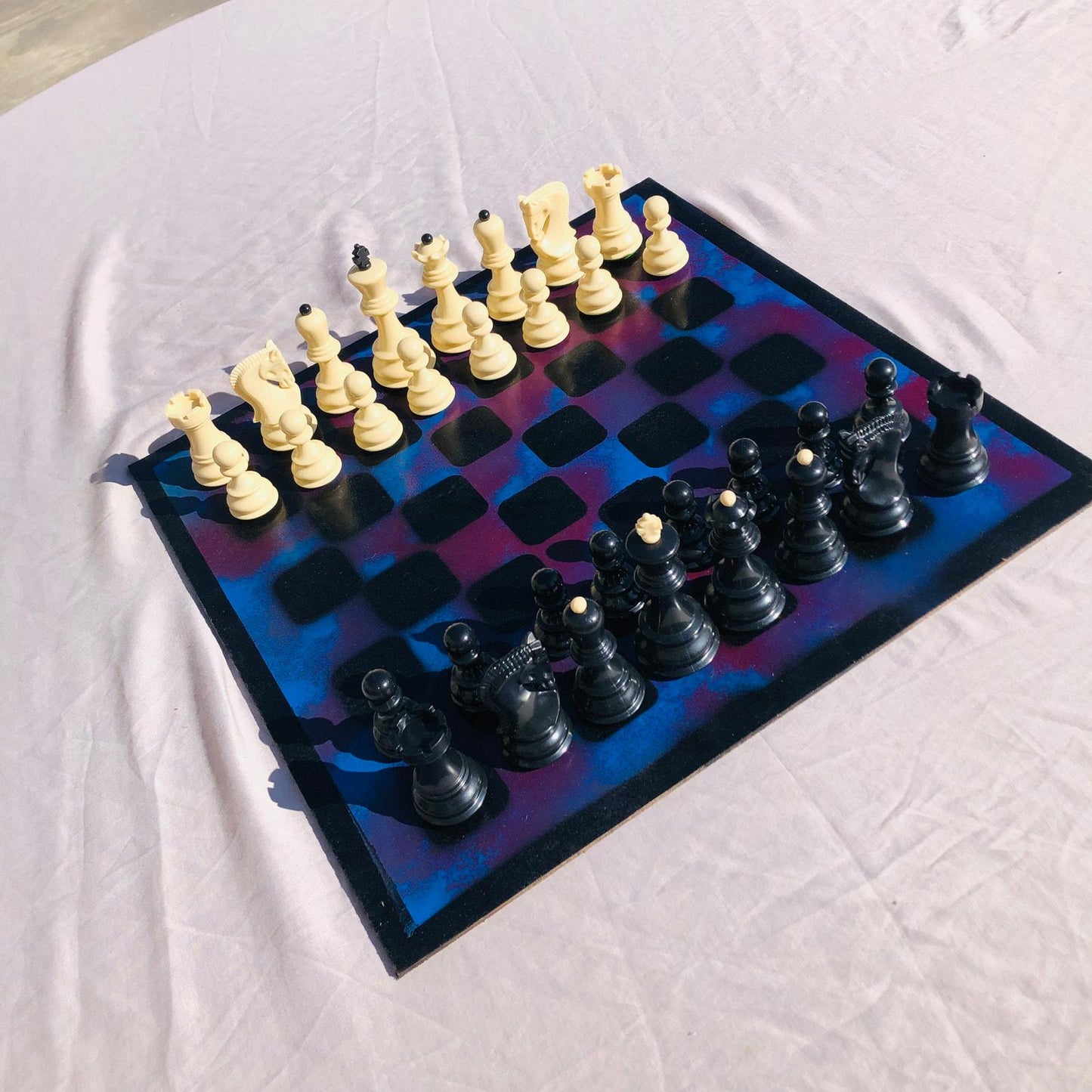 Large Chess Set - Blue & Purple