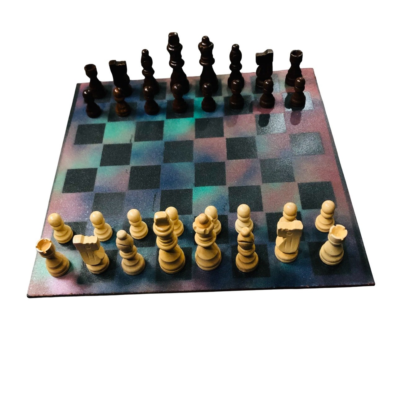 Painted Chess Set - Metallic Color Mix