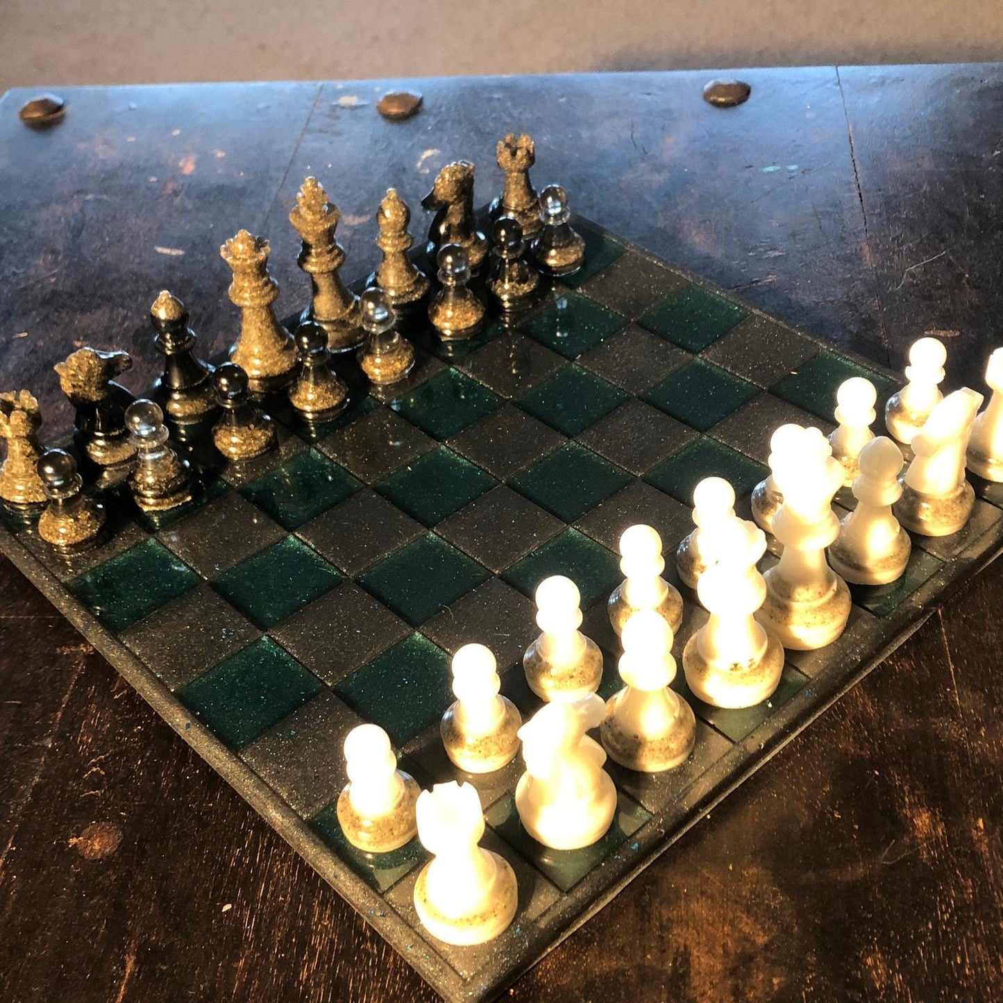 Handmade Resin Chess Set - Space Blue