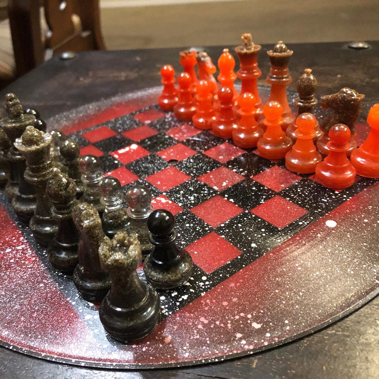 Vinyl Chess Set - Red Galaxy (Resin Pieces)