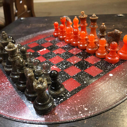 Vinyl Chess Set - Red Galaxy (Resin Pieces)