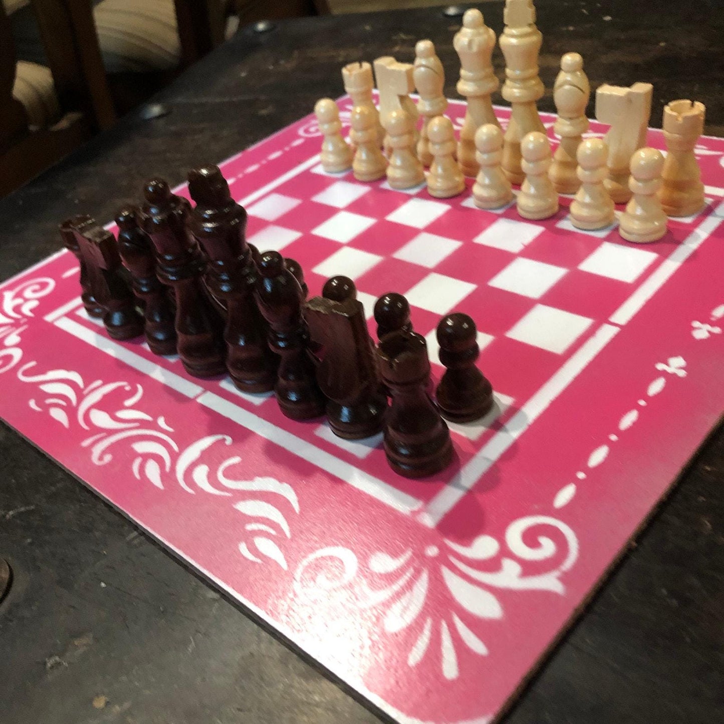 Chess Set - Hot Pink & White