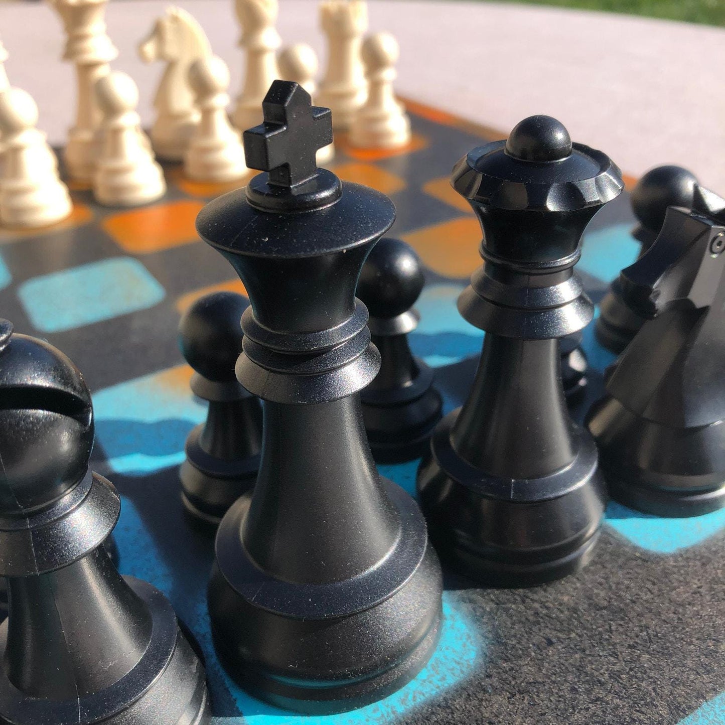 Large Chess Set - Blue & Orange