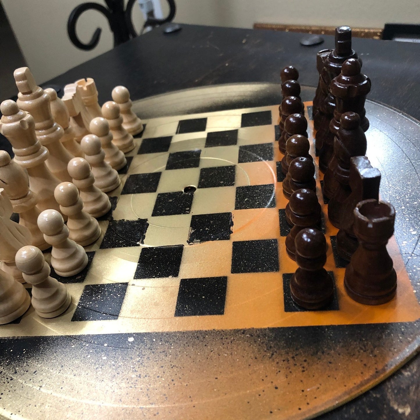 Vinyl Chess Set - Orange Gold & Black