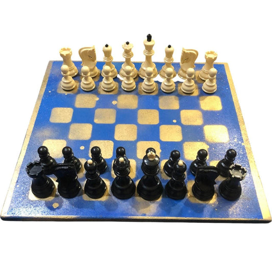 Large Chess Set - Blue & Gold