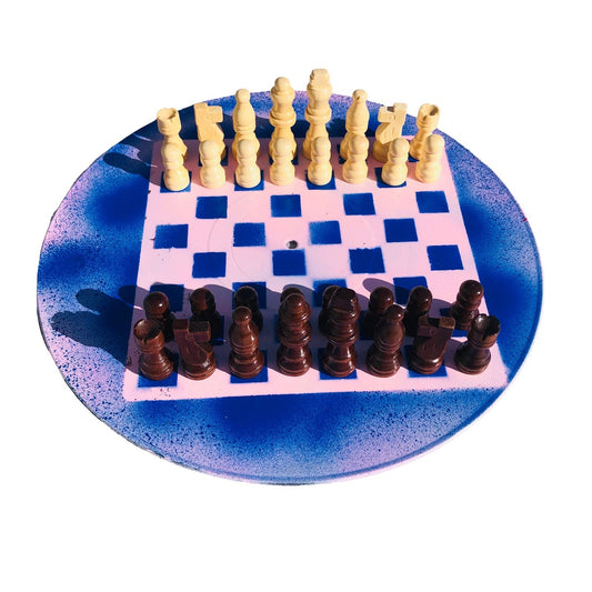 Vinyl Chess Set - Vintage Pink Blue