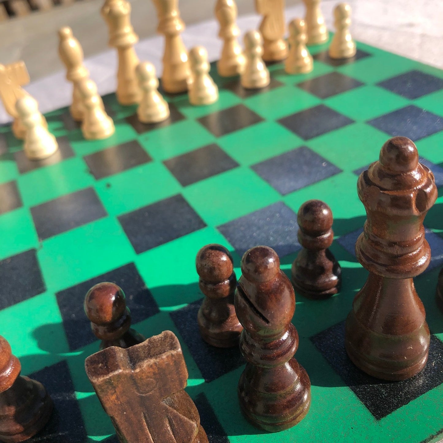 Chess Set - Green Silver