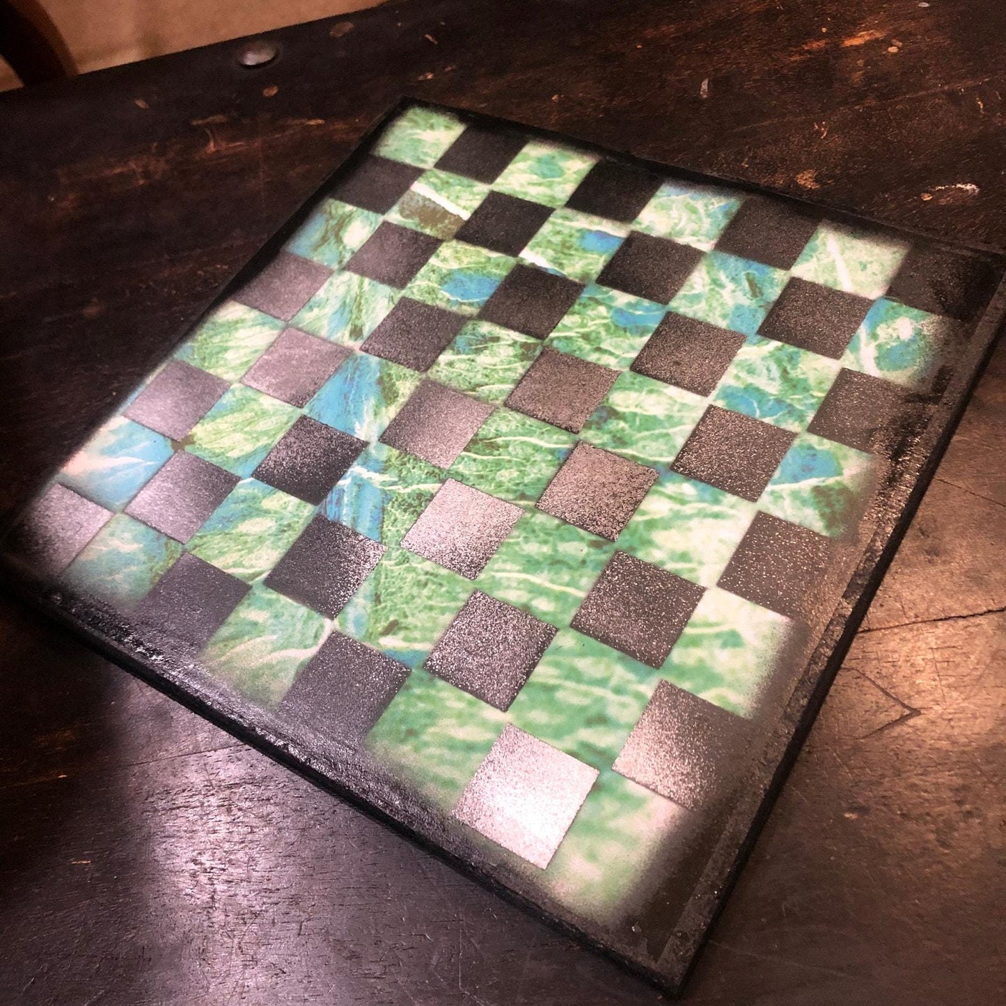 Scrapbook Chess Set - Green Crystal