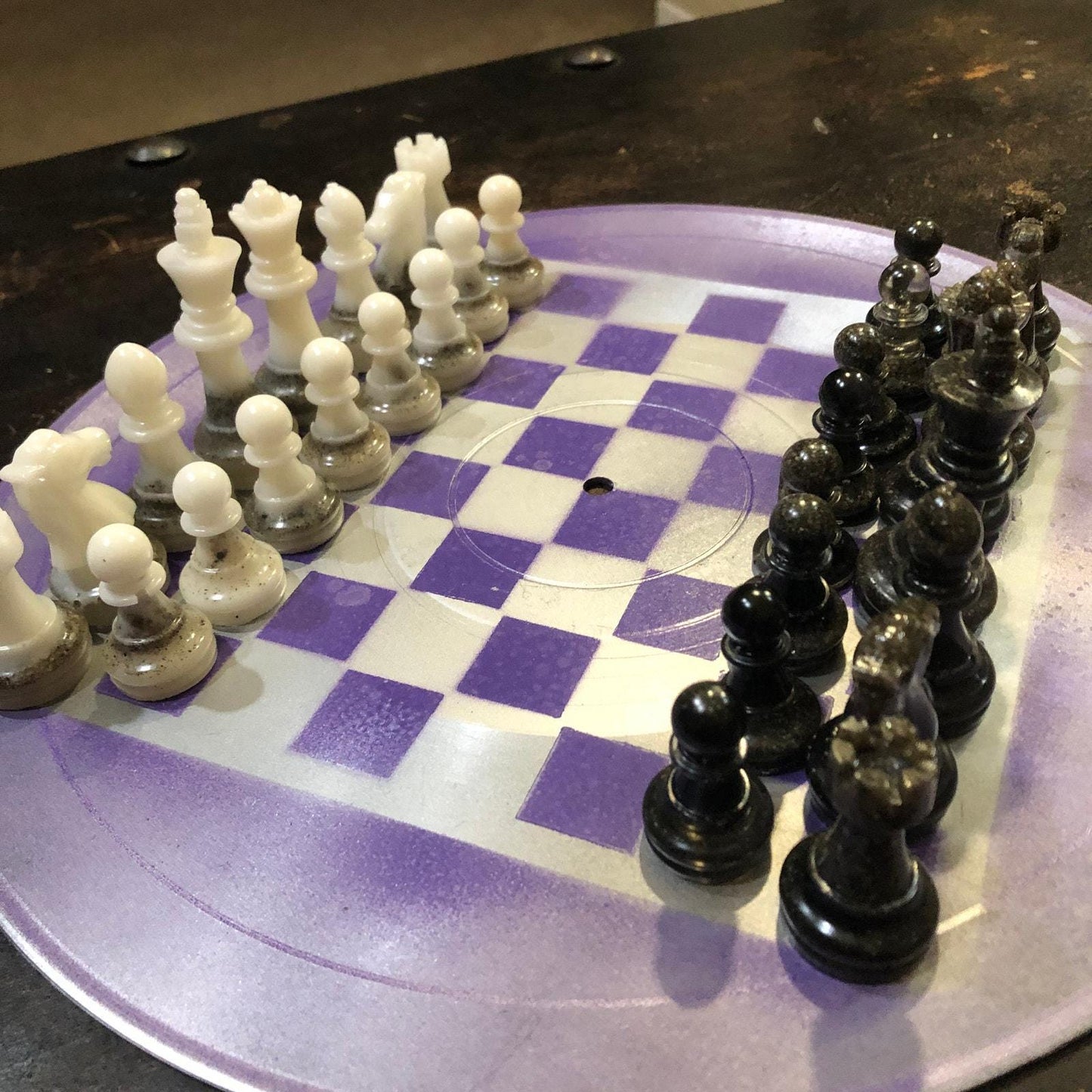 Vinyl Chess Set -Purple Chrome (Resin Pieces)