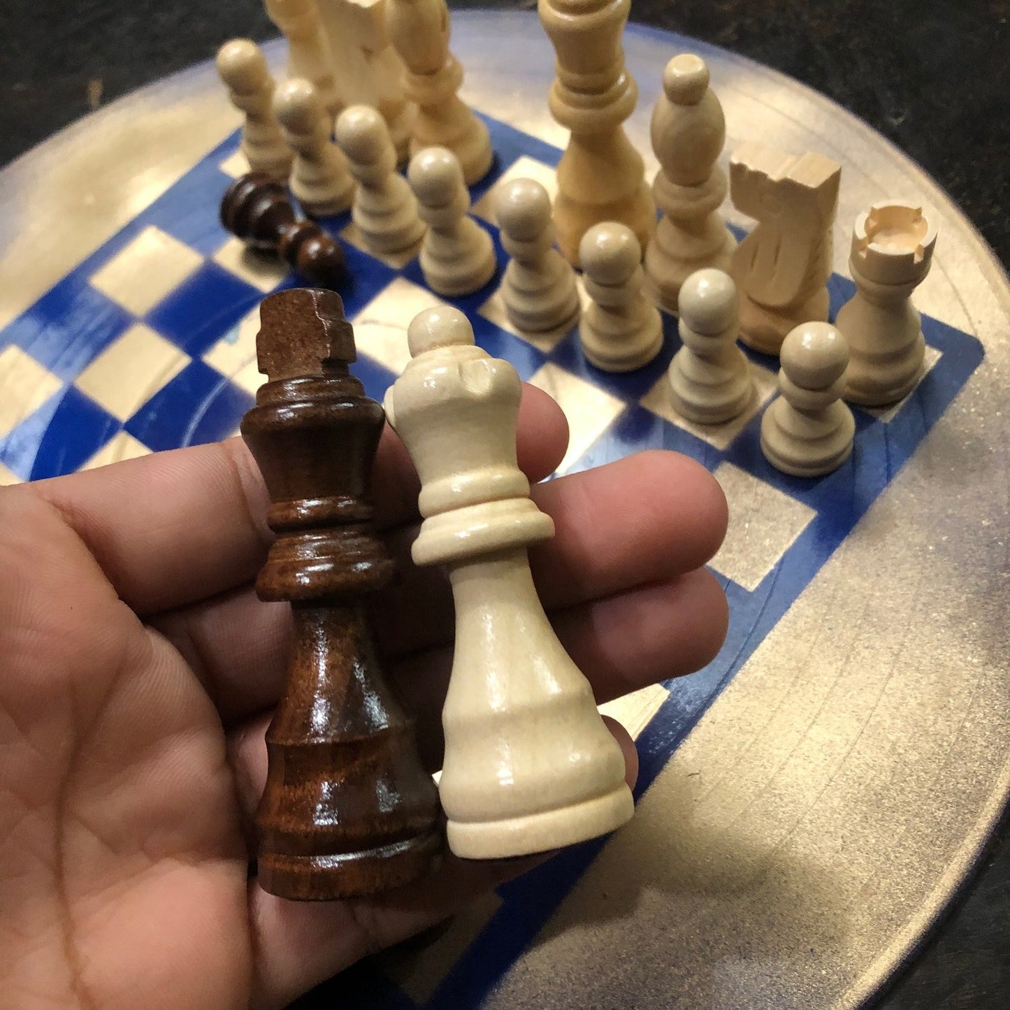 Vinyl Chess Set - Blue & Gold