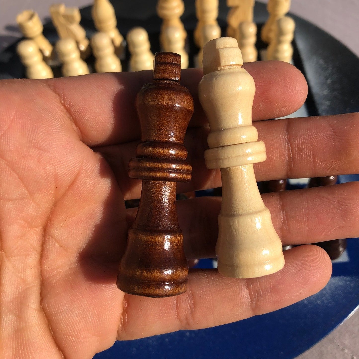 Vinyl Chess Set - Blue & Black Mist