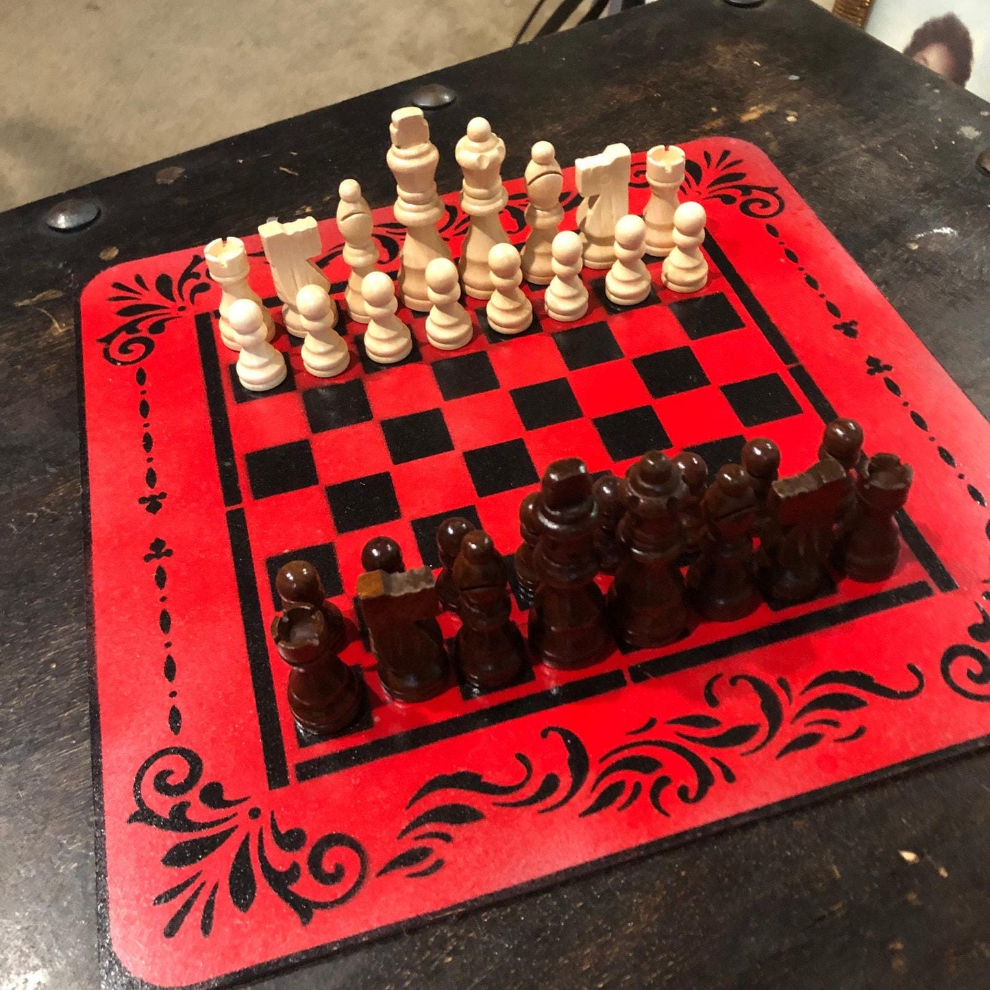 Chess Set - Cherry Red & Black