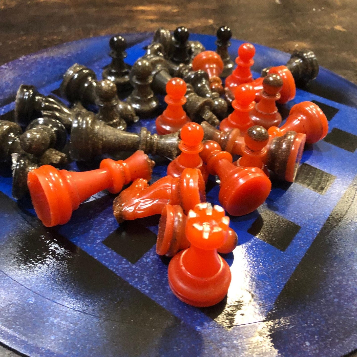 Vinyl Chess Set - Blue Fire (Resin Pieces)