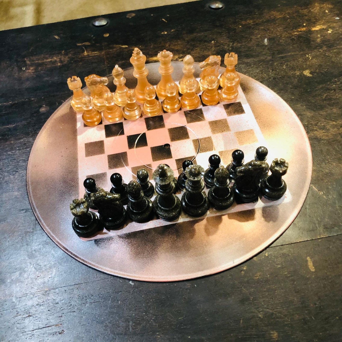 Vinyl Chess Set -Golden Brown (Resin Pieces)