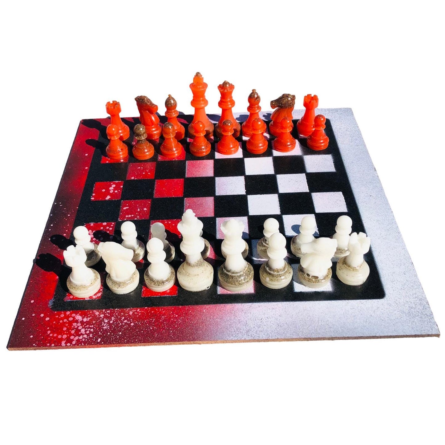 Chess Set - Fire Snow Opal Red