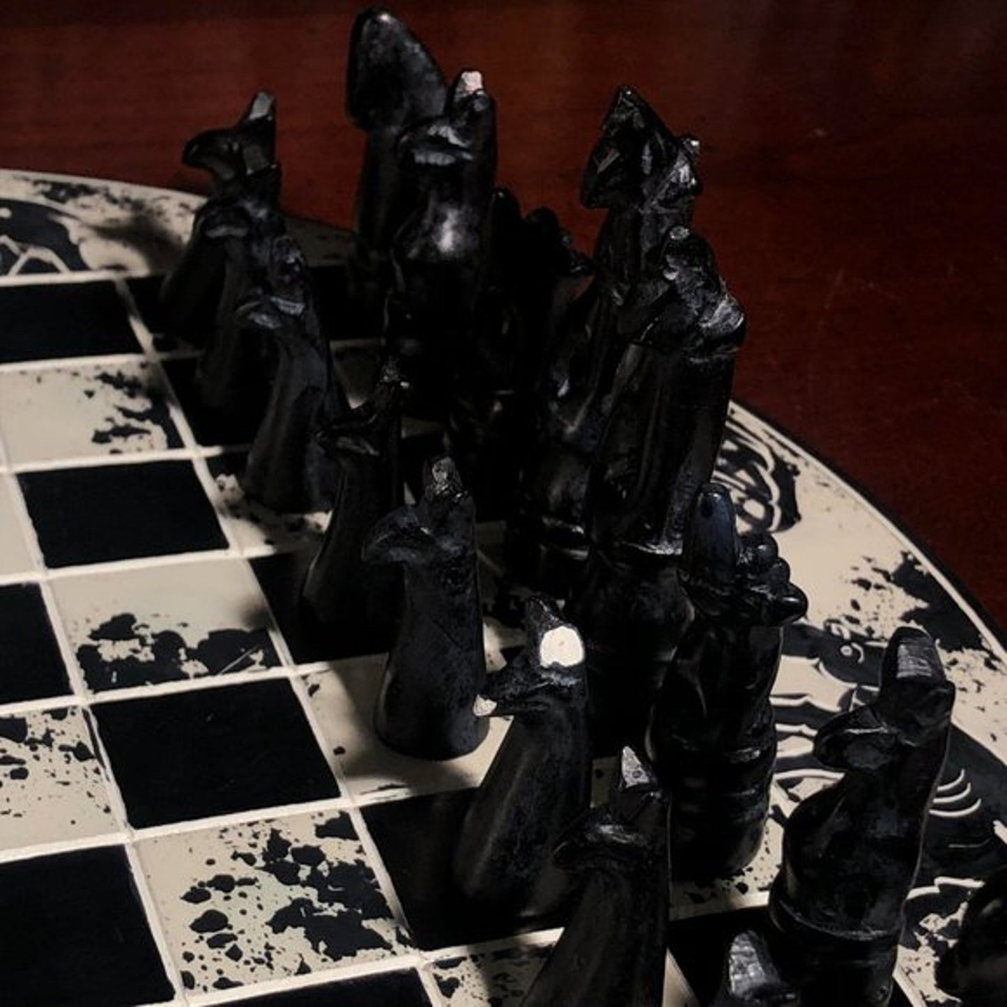 African Vintage Chess Set - White/Black Chess Board