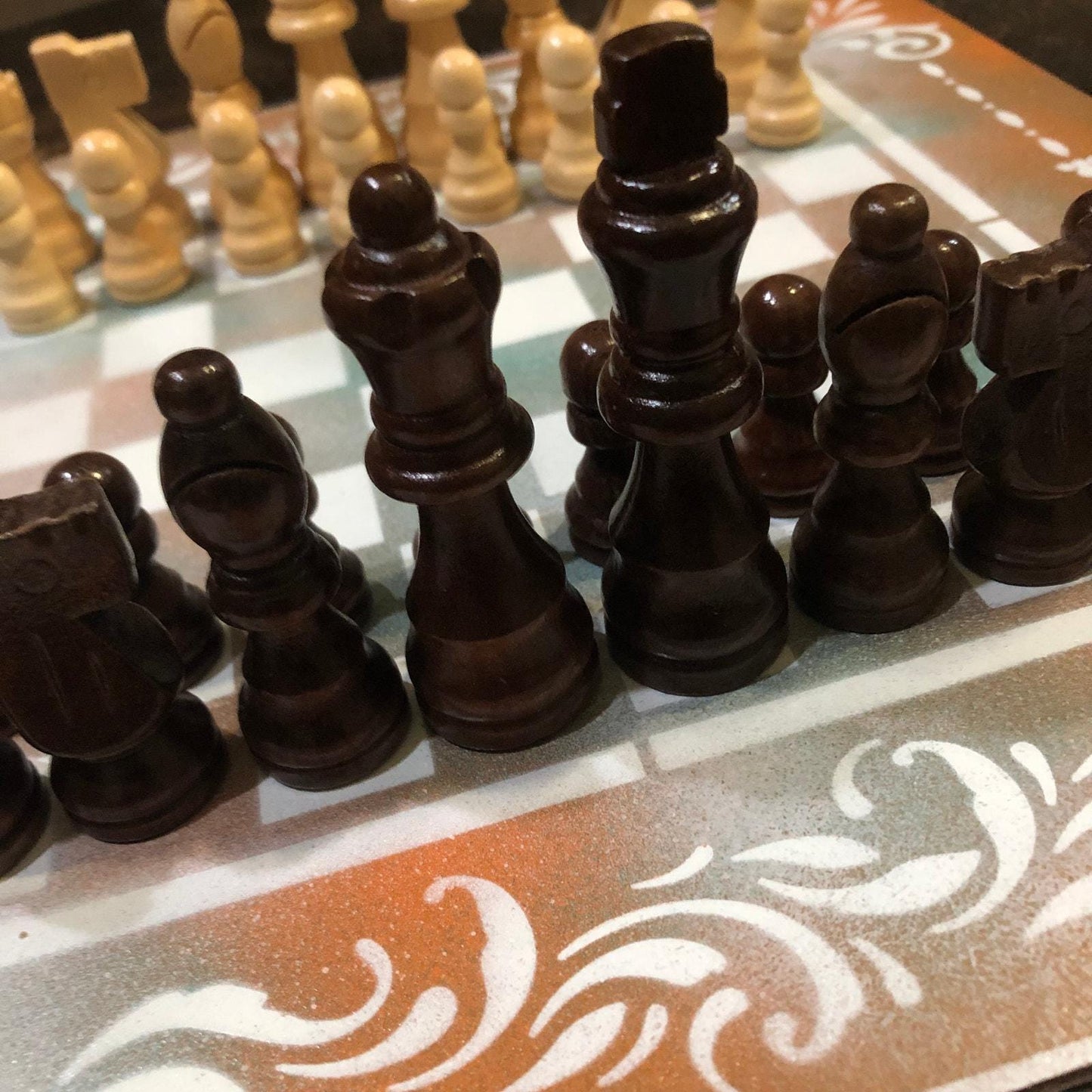 Chess Set - Mint Green & Orange Mix