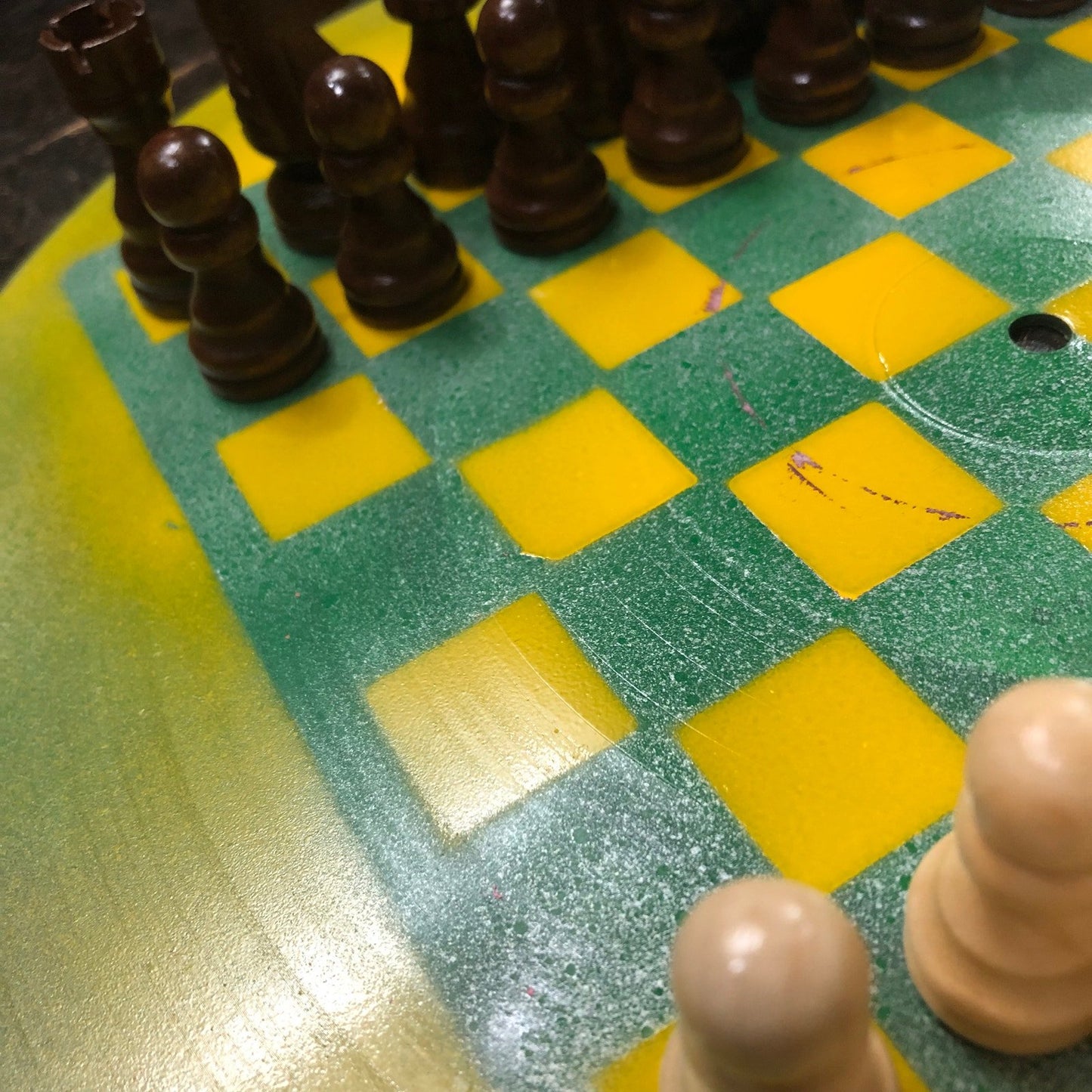 Vinyl Chess Set - Green & Yellow