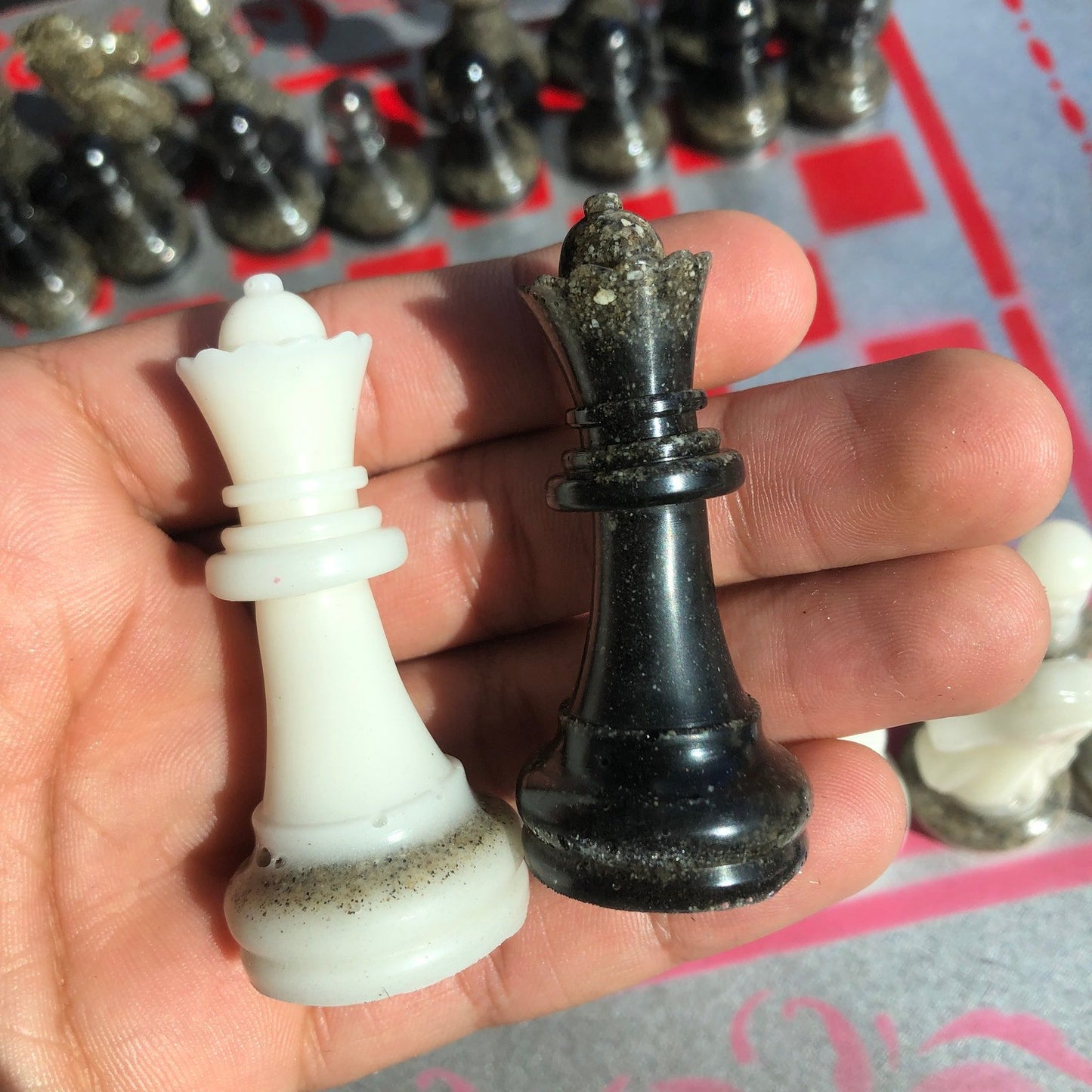 Chess Set - Red Silver