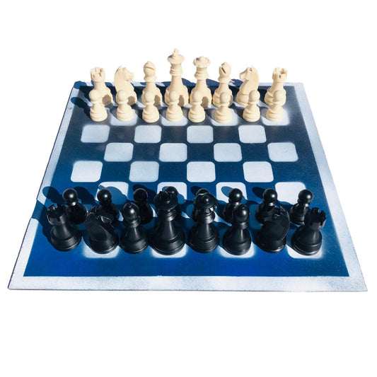 Large Chess Set - Half Blue Half Black