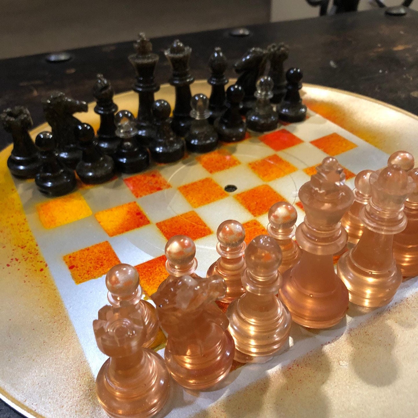 Vinyl Chess Set - Fire Gold (Resin Pieces)