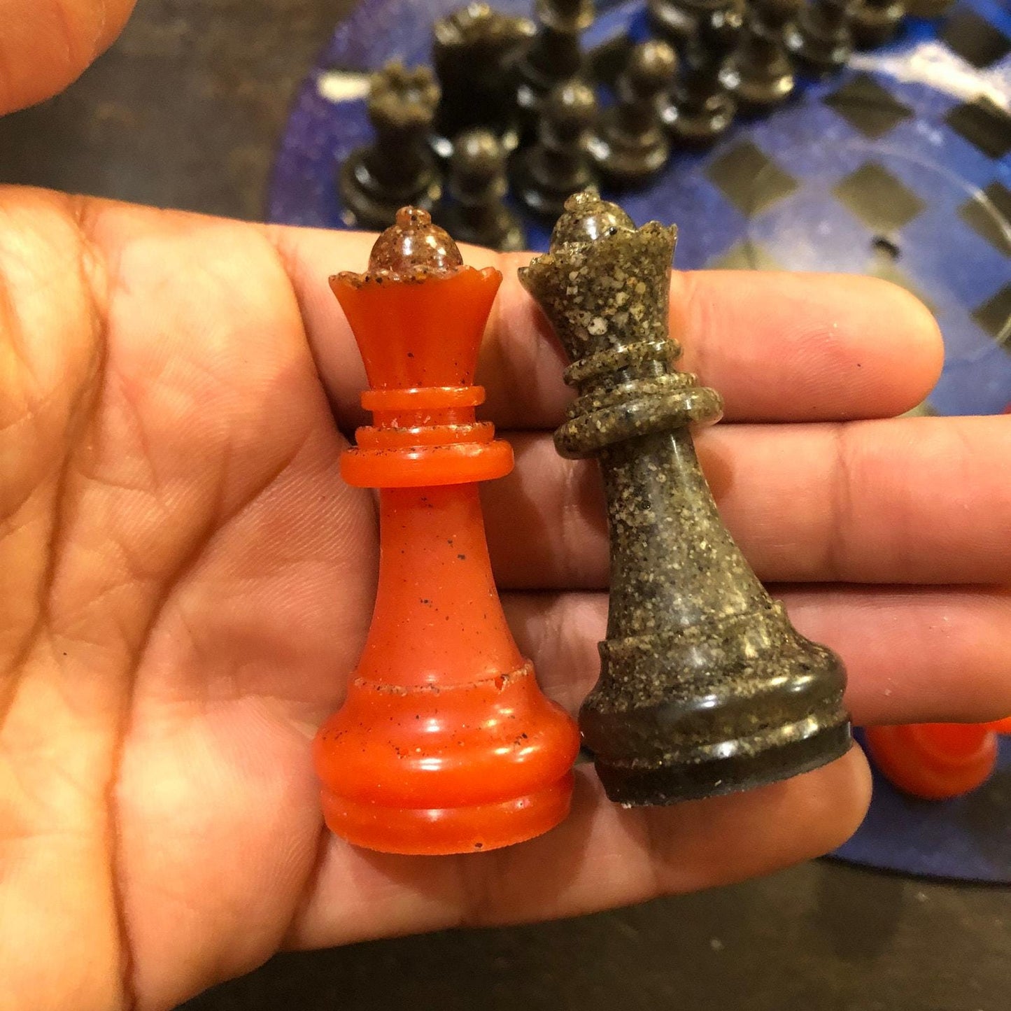 Vinyl Chess Set - Blue Fire (Resin Pieces)