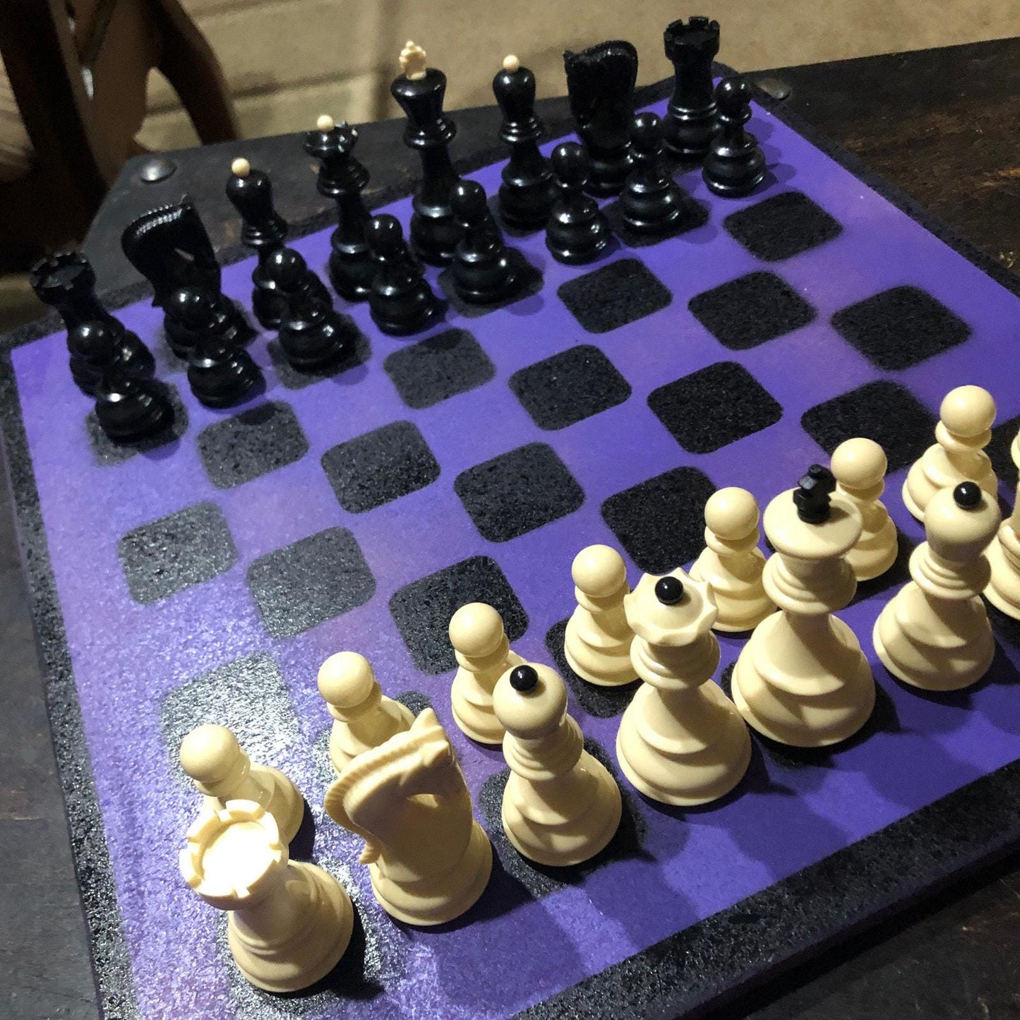 Large Painted Chess Set - Midnight Purple