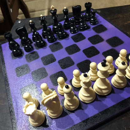 Large Painted Chess Set - Midnight Purple