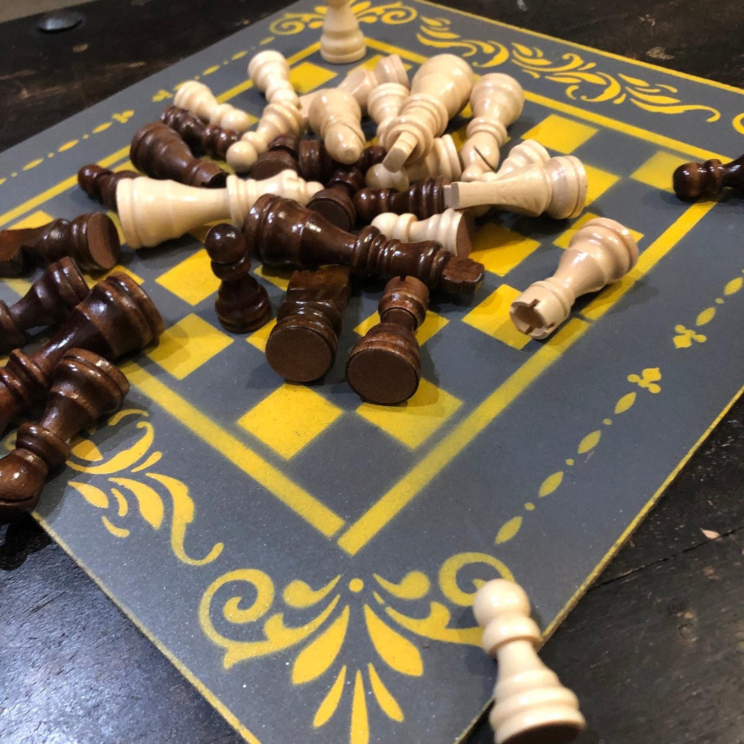 Chess Set - Gray & Yellow