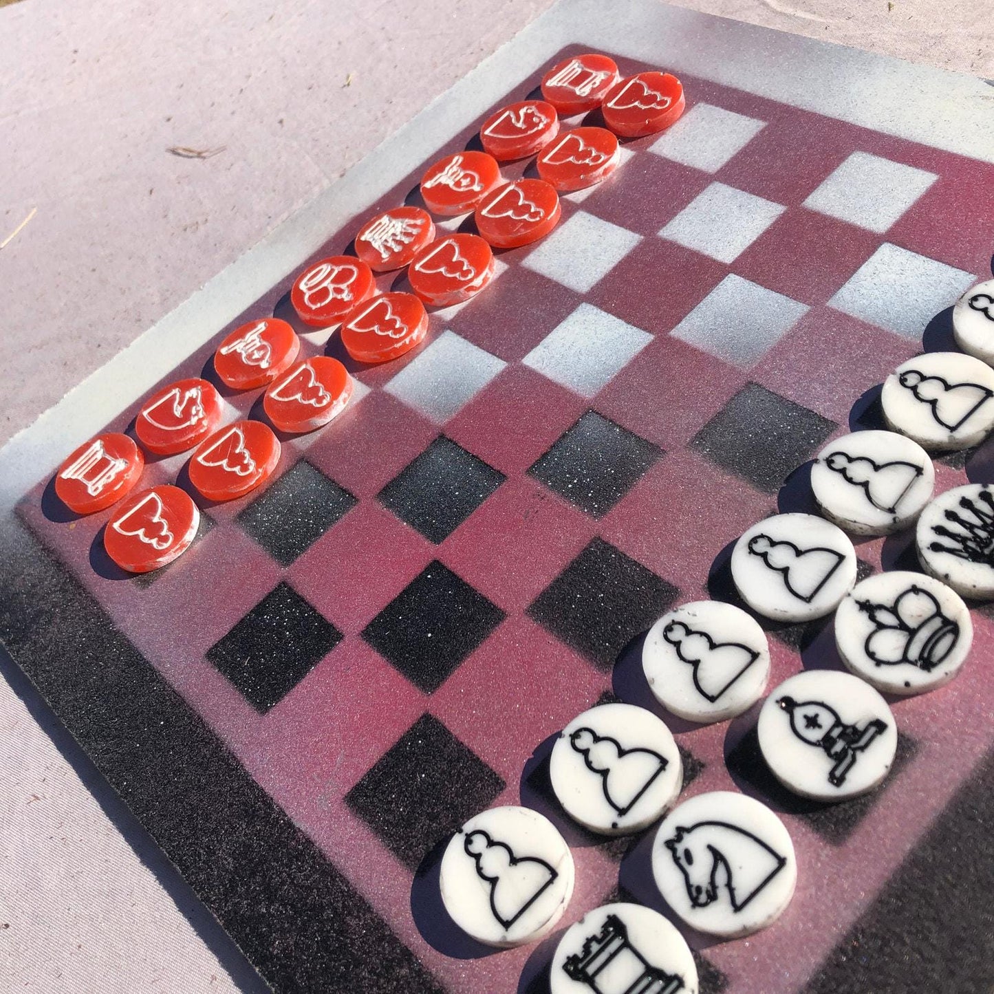 Chess Set - Red/Black Color Dual